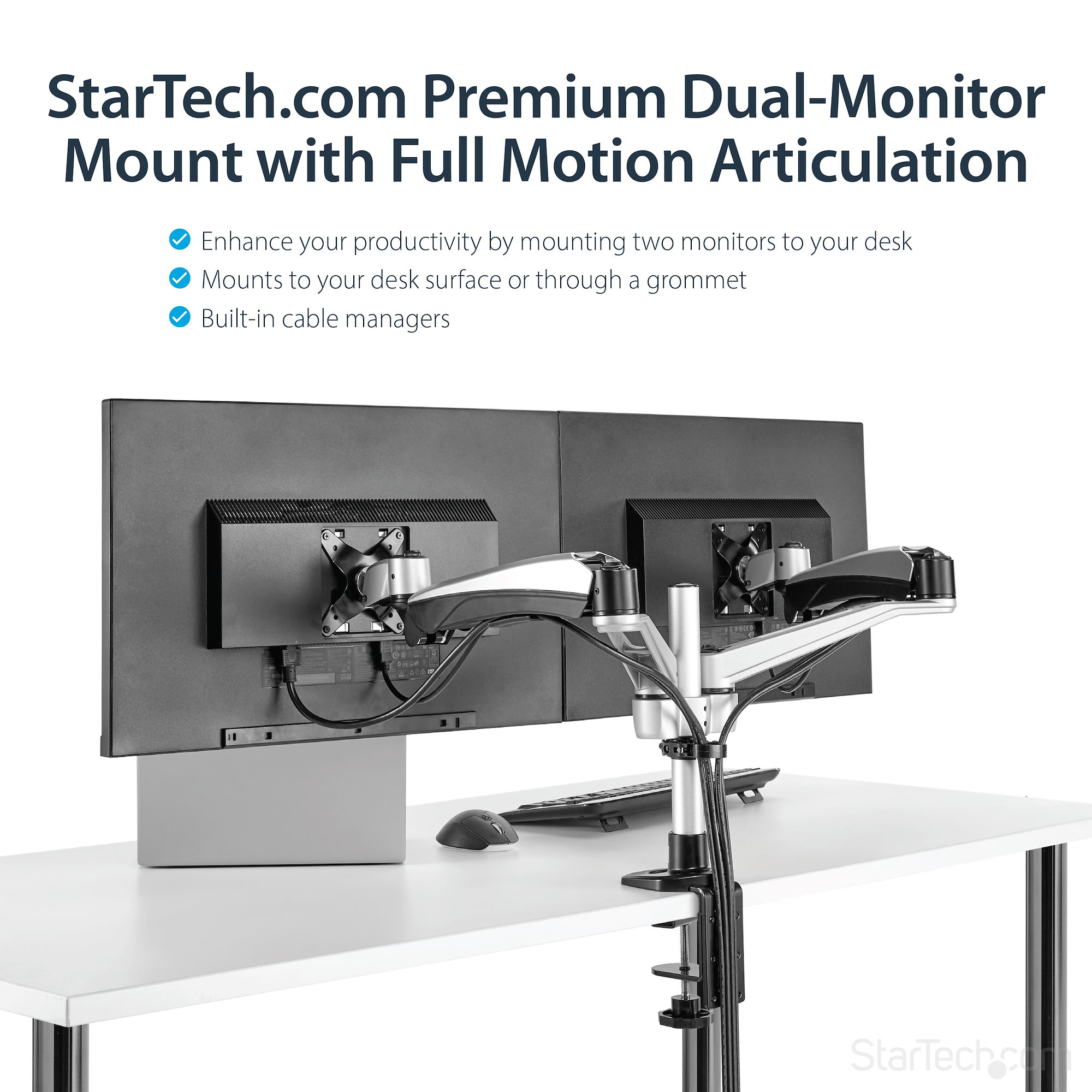 StarTech.com Desk Mount Dual Monitor Arm - Full Motion - Tool-less - Up ...