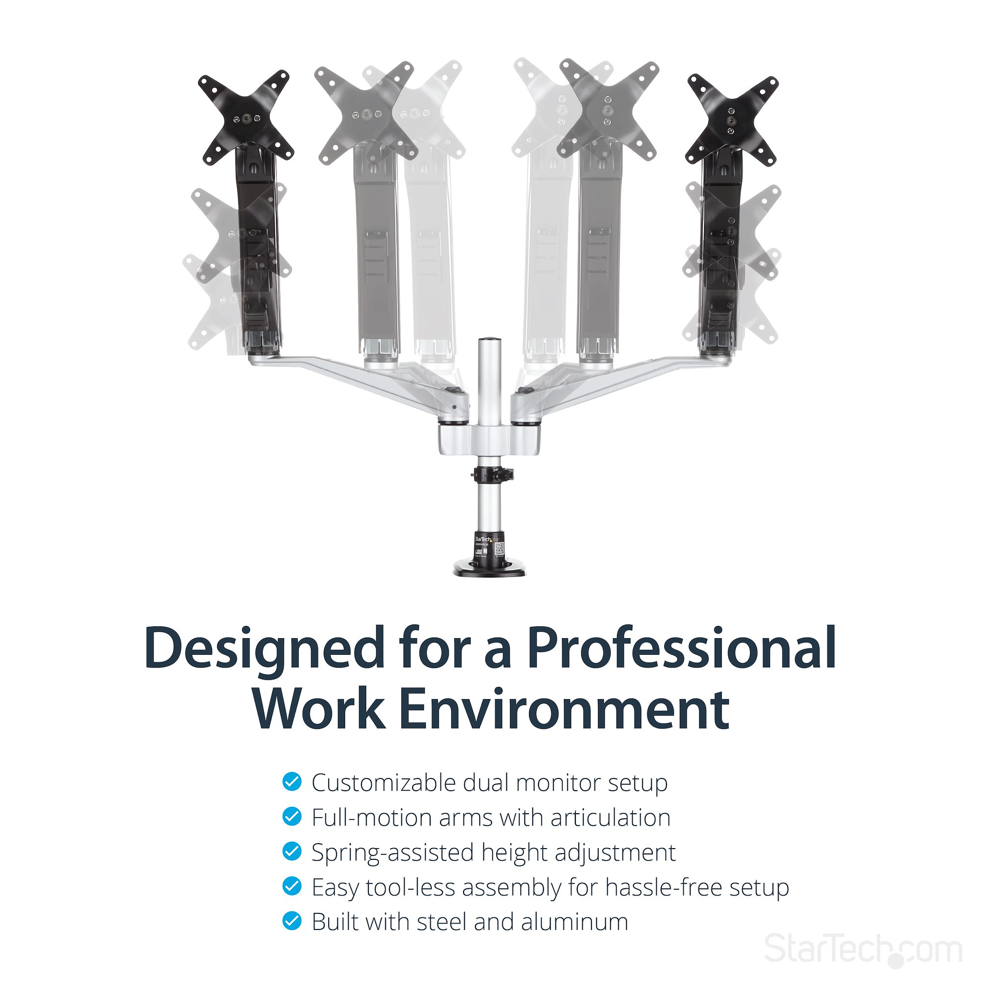 StarTech.com Desk Mount Dual Monitor Arm - Full Motion - Tool-less - Up ...