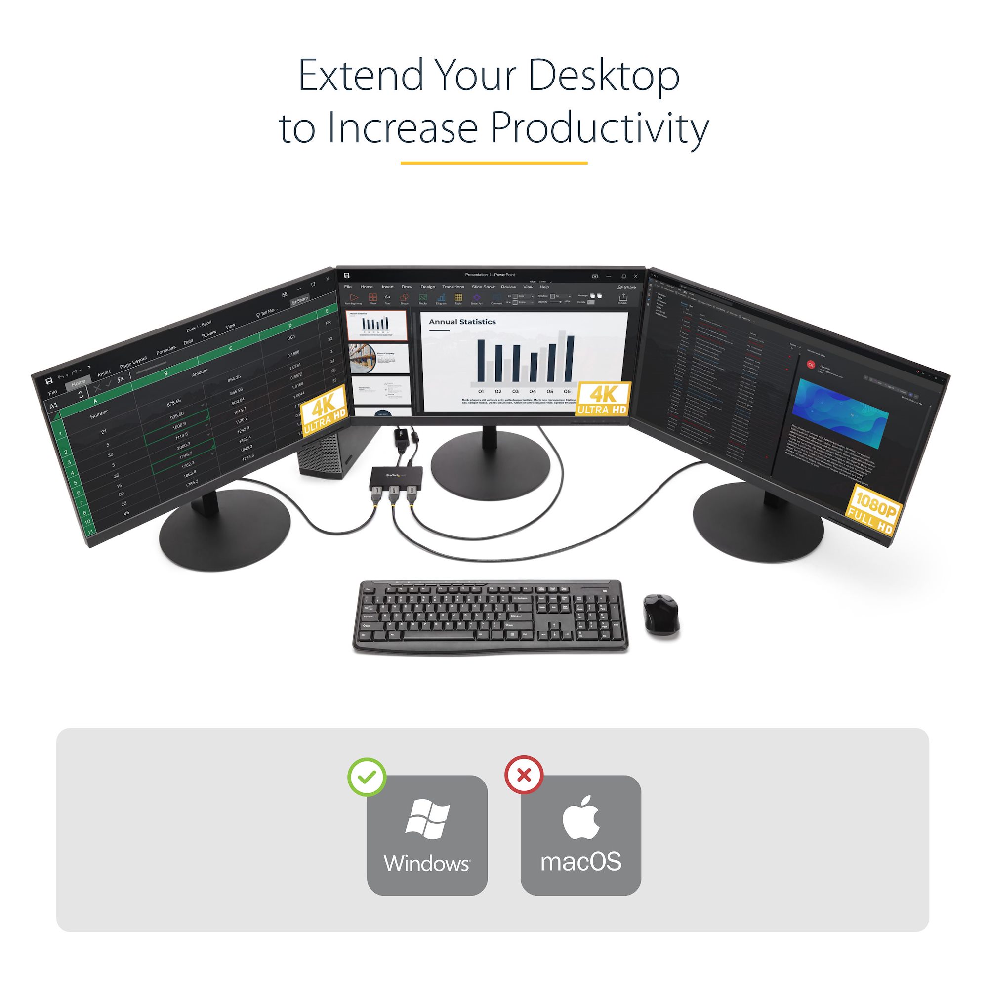 StarTech.com 3-Port DisplayPort 1.2 Splitter Adapter - Thumbnail 5