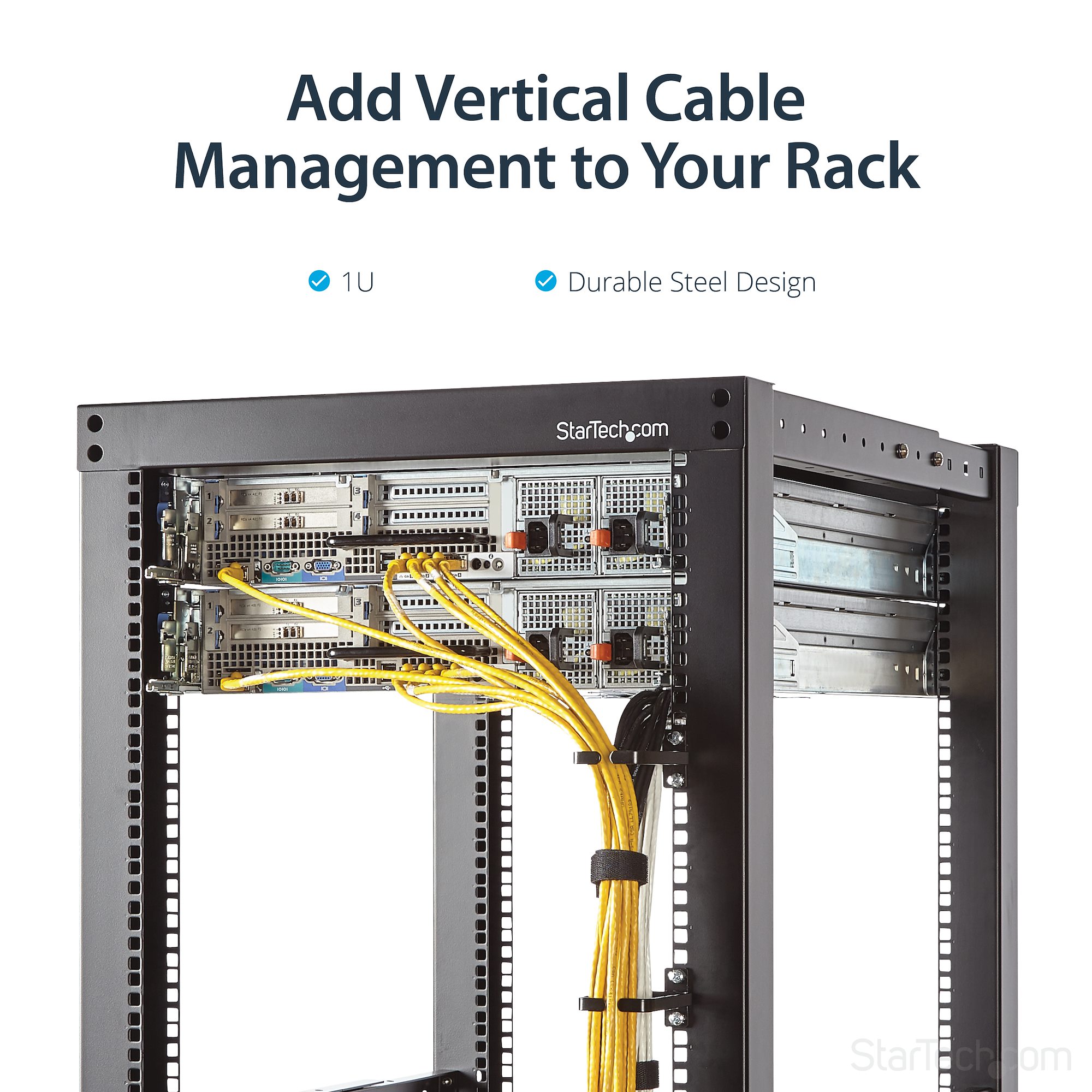 Network Rack Mounting Assistant StarTech.com 1U Vertical 2.2 x 3.9in Server Rack Cable Management D ...