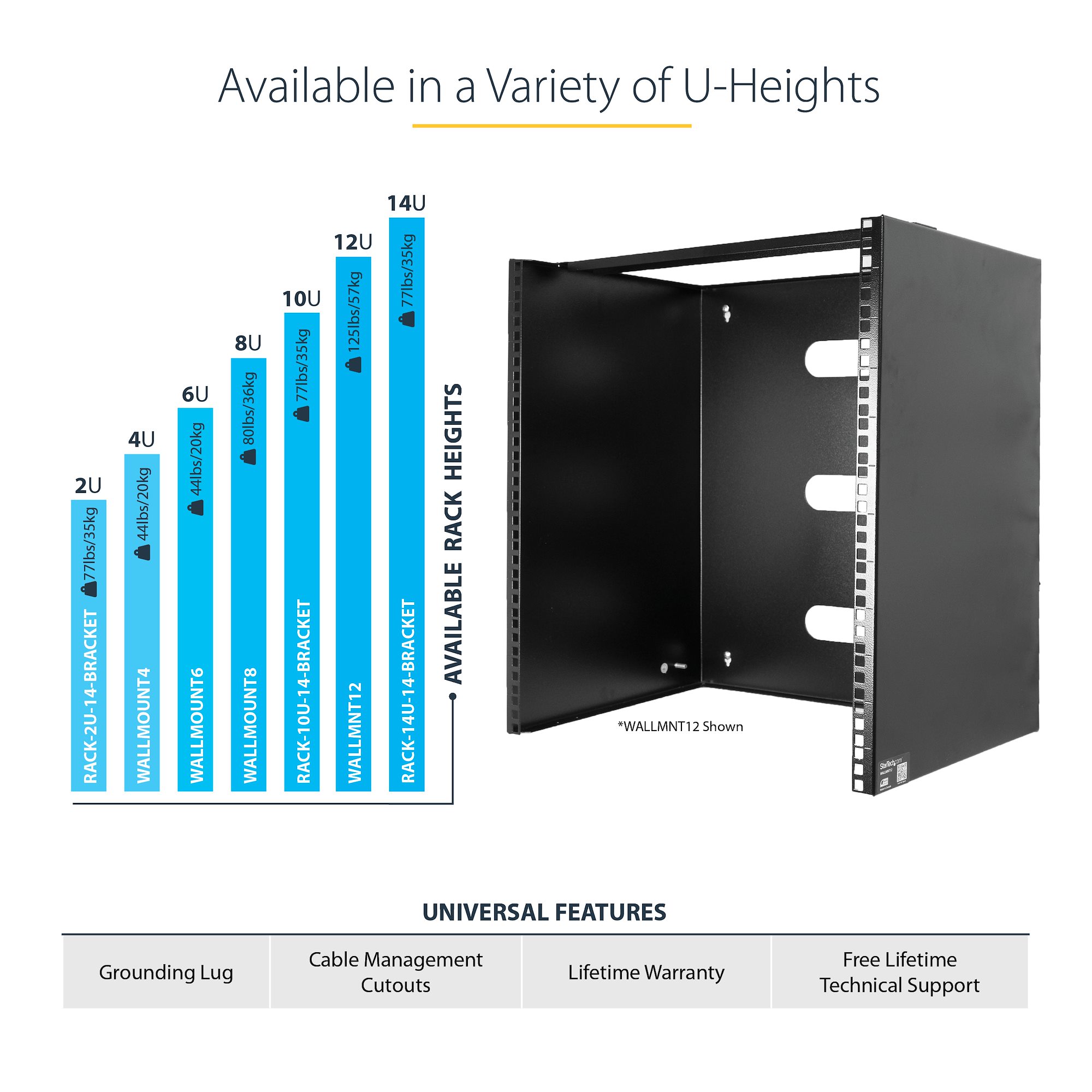 StarTech.com 14U Wall Mount Rack, 14in Deep, 19inch Network Rack for ...