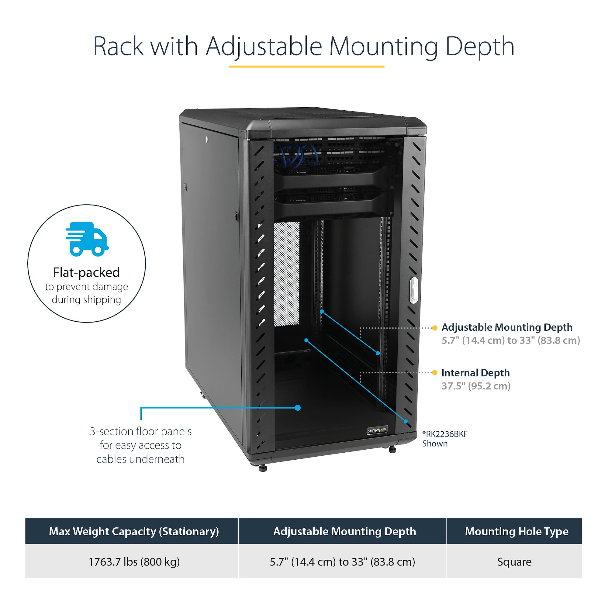 StarTech.com 4-Post 32U Server Rack Cabinet, Data / Network Rack ...