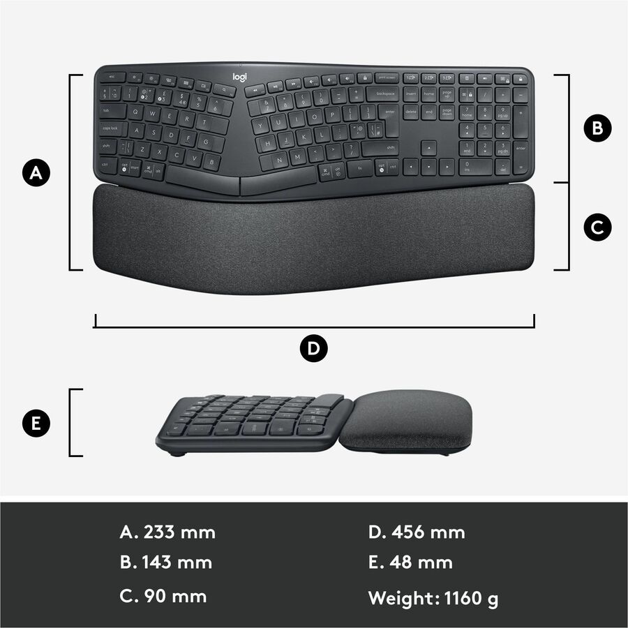 Logitech Ergo K860 Split Wireless Keyboard for Business - Ergonomic ...