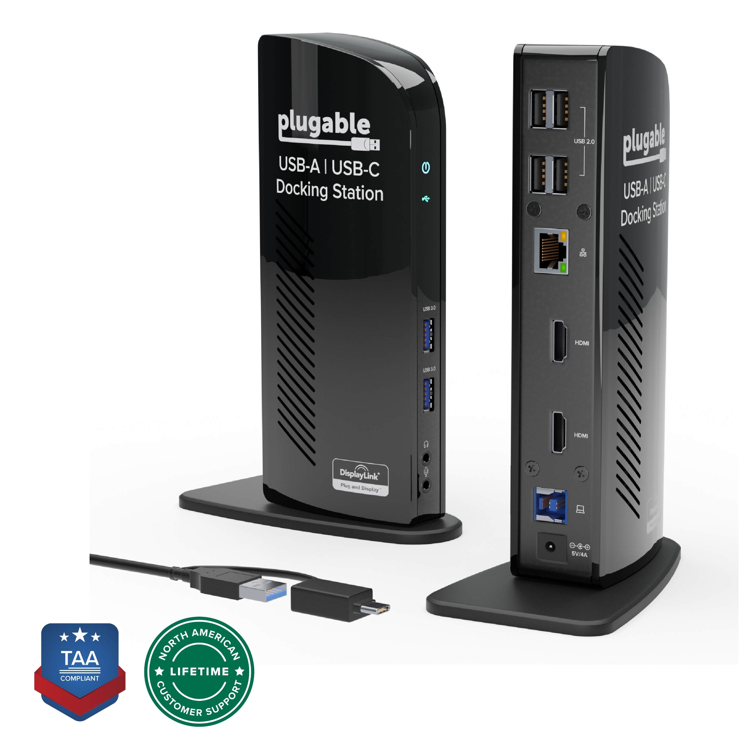 Plugable USB 3.0 Universal Laptop Docking Station Dual Monitor - TAA ...